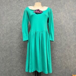 Vicky Vaughn Vintage Dress Long Sleeve Midi‎ Peter Pan Collar USA Sz7/8 *Flaw